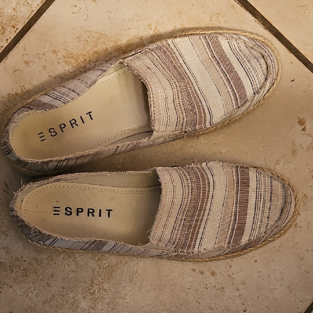 Esprit Women's Espadrilles - Tan and Cream Stripes
